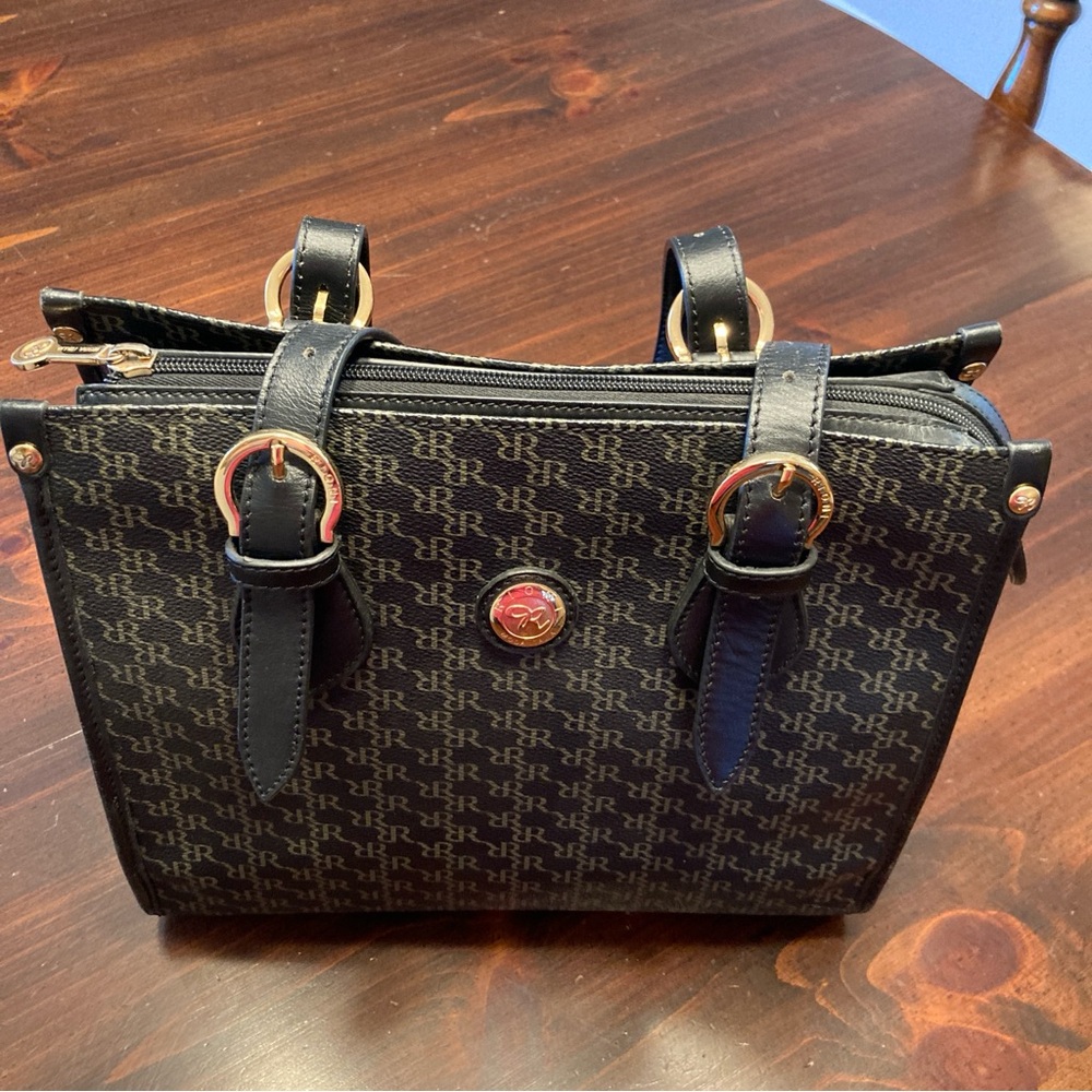Rioni Black and Gold Satchel